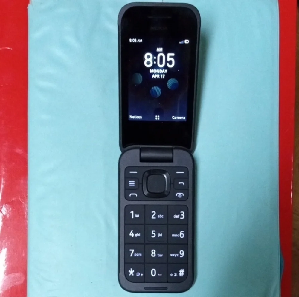 Brand New Nokia 2760 4G Black Compact Flip Phone with External Clock Display